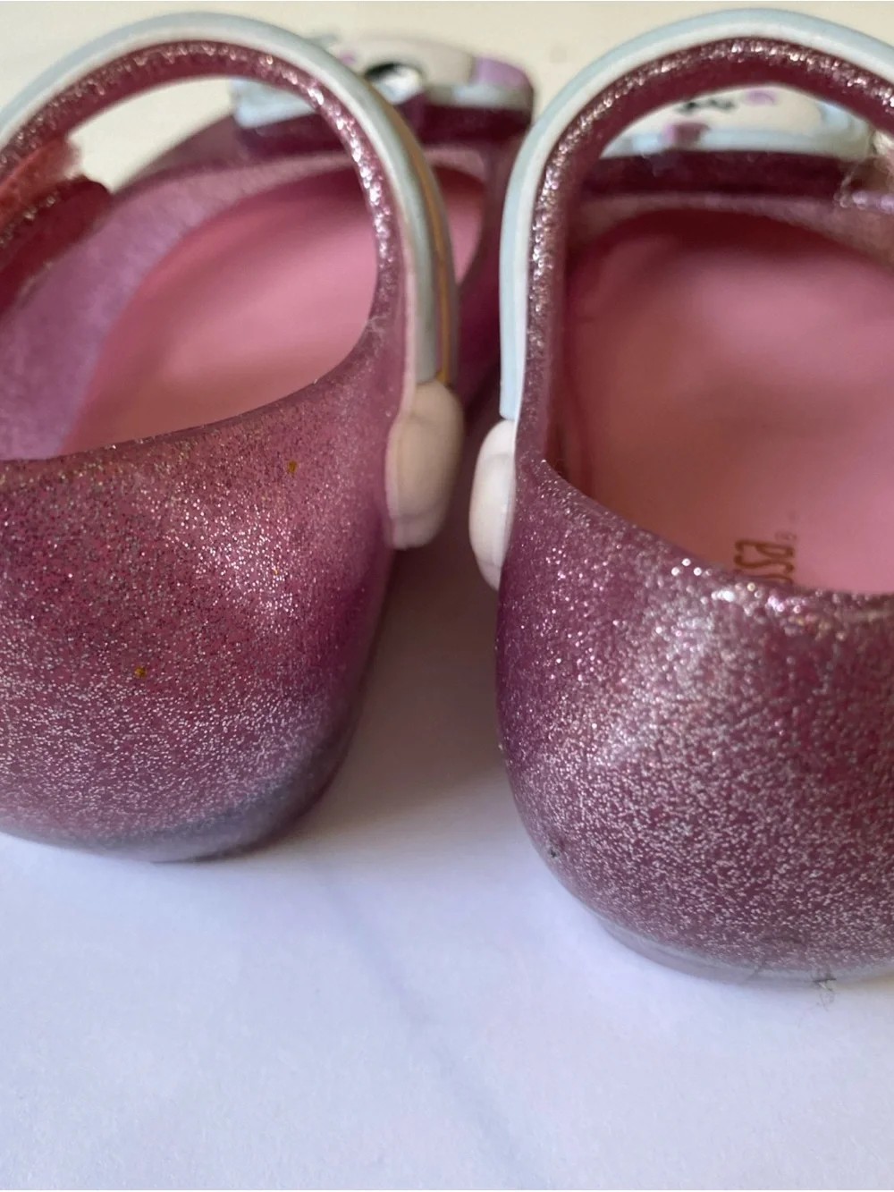 Mini Melissa Pink Glitter jelly shoes Unicorn Mary Janes with Pastel Strap